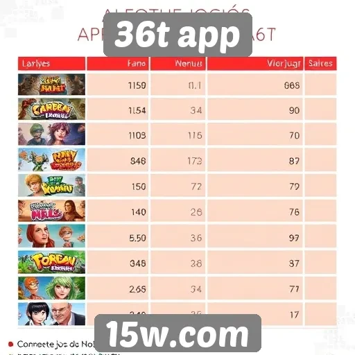 Popularidade dos jogos disponíveis no 36t app